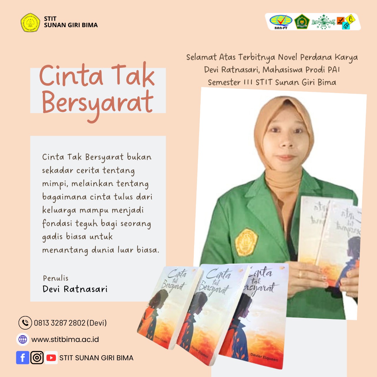 Membanggakan! Mahasiswi STIT Bima Semester III Terbitkan Novel Perdana